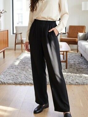 Frank Lyman Design Black Flowy Tapered Pants
